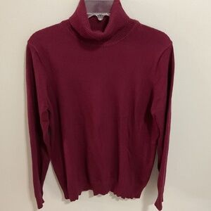 Women’s Burgundy Turtleneck 100% Cotton Sweater, XL